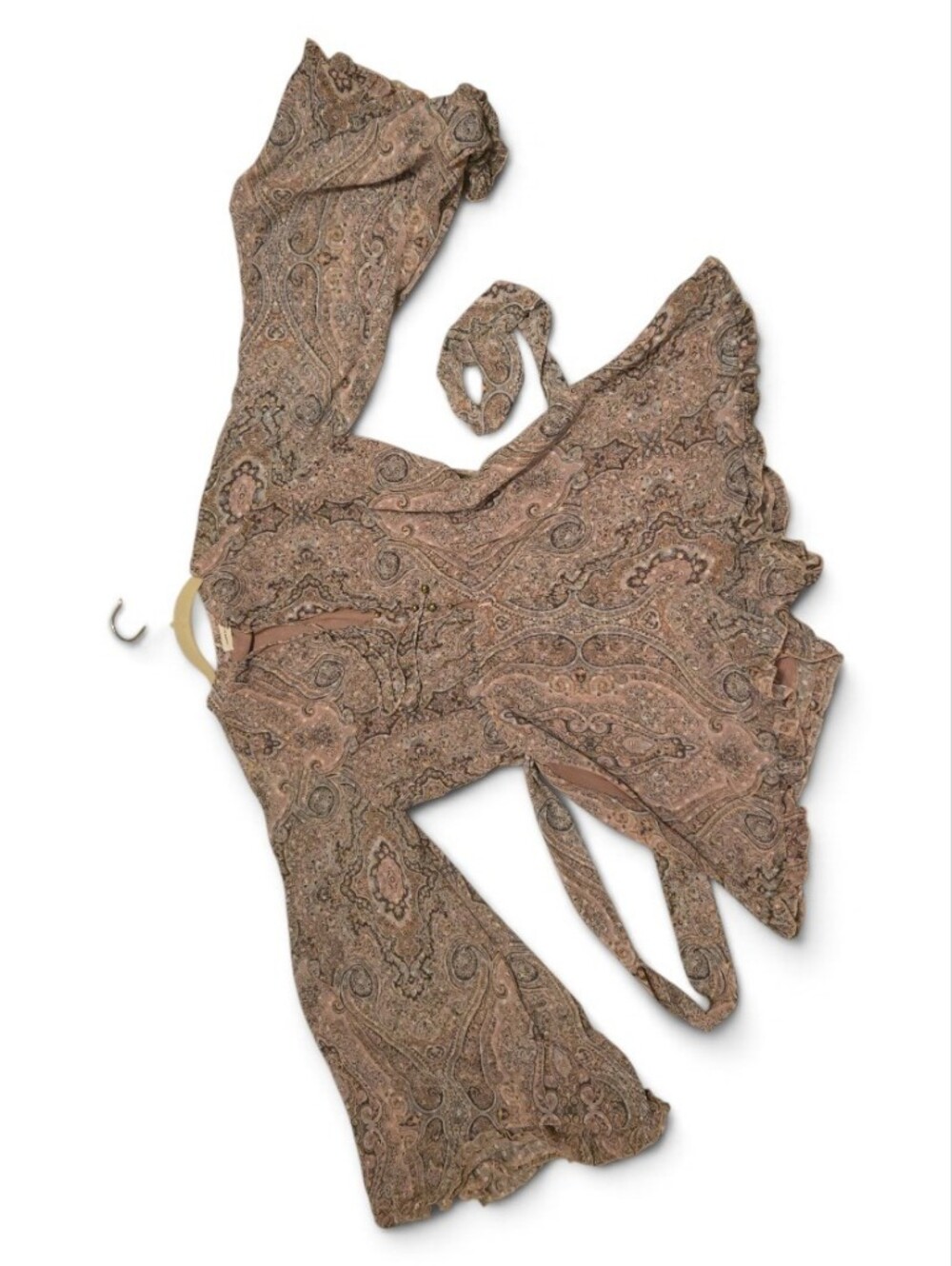 Goodnight Macaroon Brown Paisley Tie-Waist Romper - Picture 5 of 9